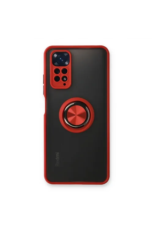 Xiaomi Redmi Note 11 Kılıf Montreal Yüzüklü Silikon Kapak - Kırmızı