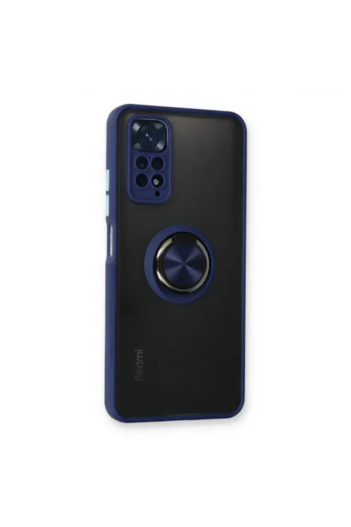 Xiaomi Redmi Note 11 Kılıf Montreal Yüzüklü Silikon Kapak - Lacivert