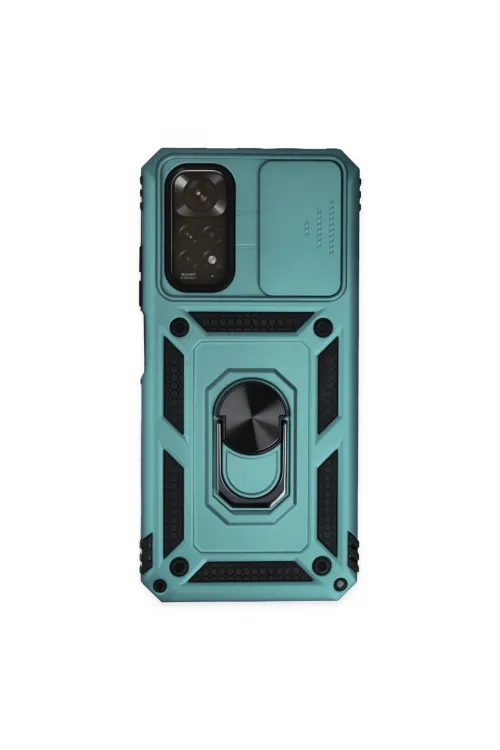 Xiaomi Redmi Note 11 Kılıf Pars Lens Yüzüklü Silikon - Yeşil
