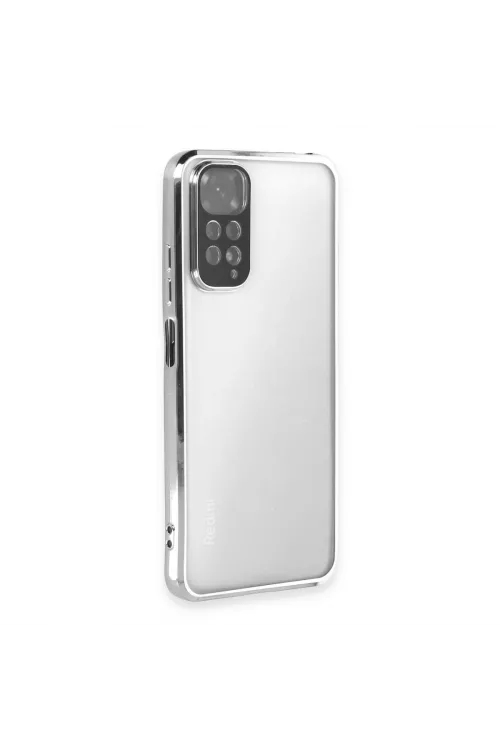 Xiaomi Redmi Note 11 Kılıf Razer Lensli Silikon - Gümüş