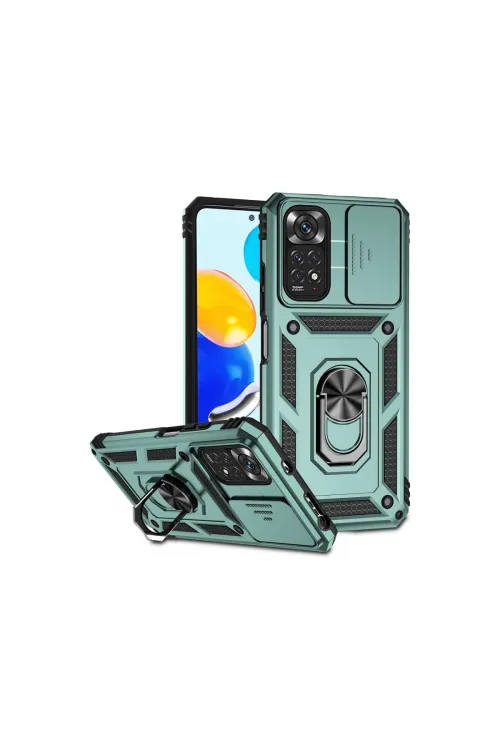 Xiaomi Redmi Note 11 Pro Kılıf Pars Lens Yüzüklü Silikon - Yeşil