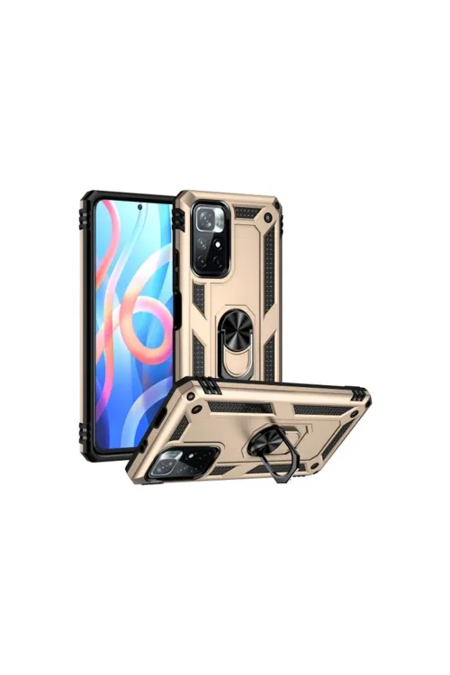 Xiaomi Redmi Note 11t Kılıf Sofya Yüzüklü Silikon Kapak - Gold