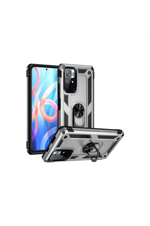 Xiaomi Redmi Note 11t Kılıf Sofya Yüzüklü Silikon Kapak - Gümüş