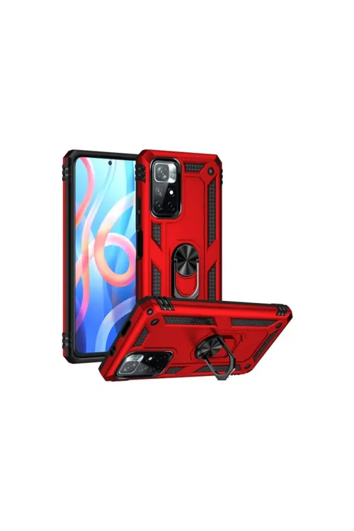Xiaomi Redmi Note 11t Kılıf Sofya Yüzüklü Silikon Kapak - Kırmızı