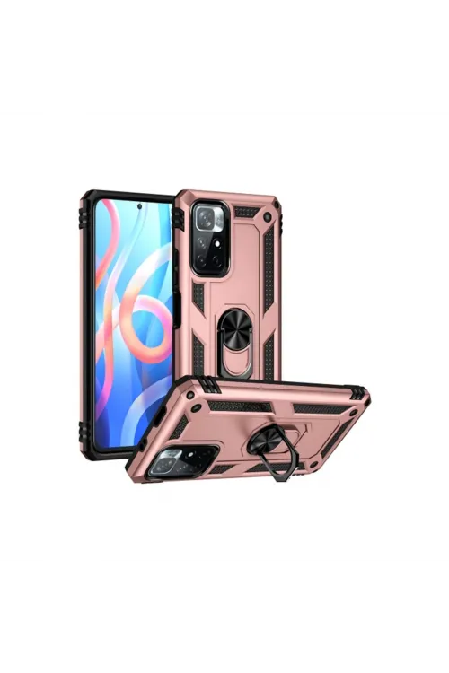 Xiaomi Redmi Note 11t Kılıf Sofya Yüzüklü Silikon Kapak - Rose