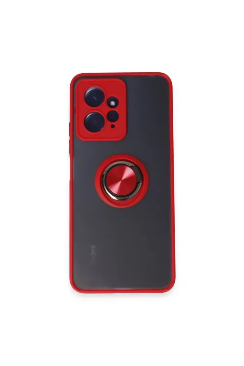 Xiaomi Redmi Note 12 4g Kılıf Montreal Yüzüklü Silikon Kapak - Kırmızı