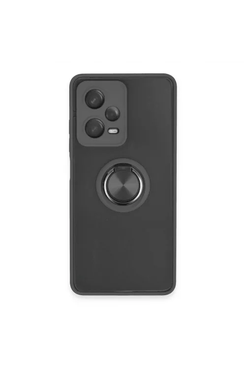Xiaomi Redmi Note 12 5g Kılıf Montreal Yüzüklü Silikon Kapak - Siyah