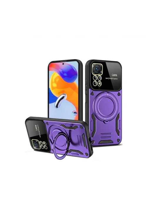 Xiaomi Redmi Note 12 Pro 4g Kılıf Joy Lens Standlı Kapak - Mor