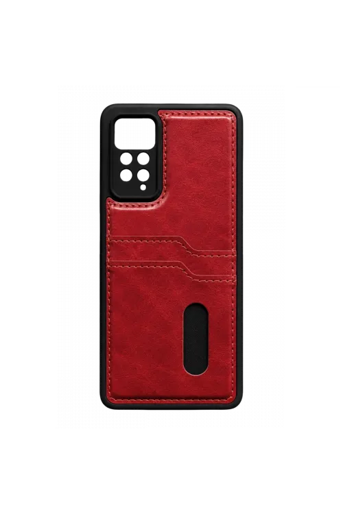 Xiaomi Redmi Note 12 Pro 4g Kılıf Sara Kartvizitli Deri Kılıf - Kırmızı
