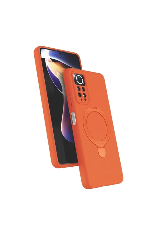 Xiaomi Redmi Note 12 Pro 4G Regal Magsafe Standlı Kapak - Turuncu