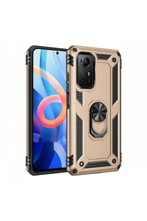Xiaomi Redmi Note 12S Kılıf Sofya Yüzüklü Silikon Kapak - Gold