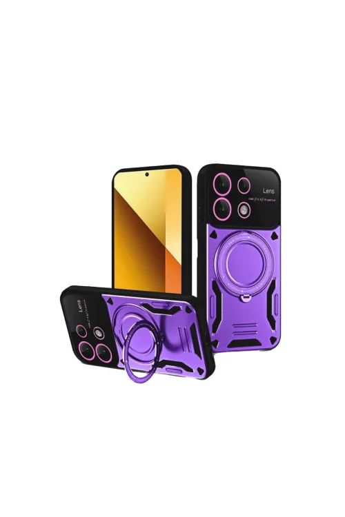 Xiaomi Redmi Note 13 4g Kılıf Joy Lens Standlı Kapak - Mor