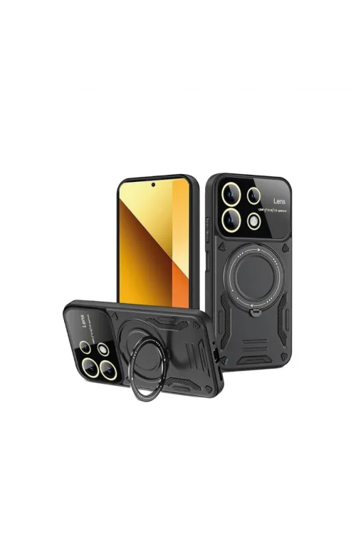 Xiaomi Redmi Note 13 4g Kılıf Joy Lens Standlı Kapak - Siyah
