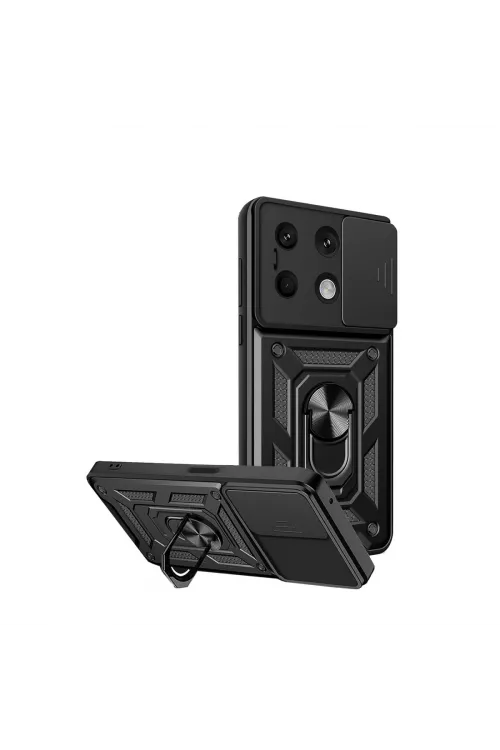 Xiaomi Redmi Note 13 4g Kılıf Pars Lens Yüzüklü Silikon - Siyah