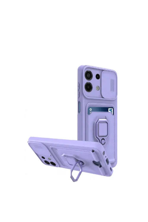 Xiaomi Redmi Note 13 4g Kılıf Zuma Kartvizitli Yüzüklü Silikon - Lila