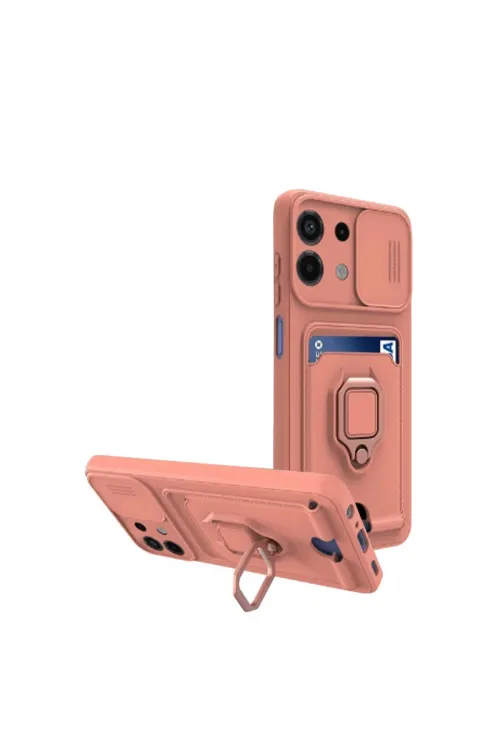 Xiaomi Redmi Note 13 4g Kılıf Zuma Kartvizitli Yüzüklü Silikon - Pembe
