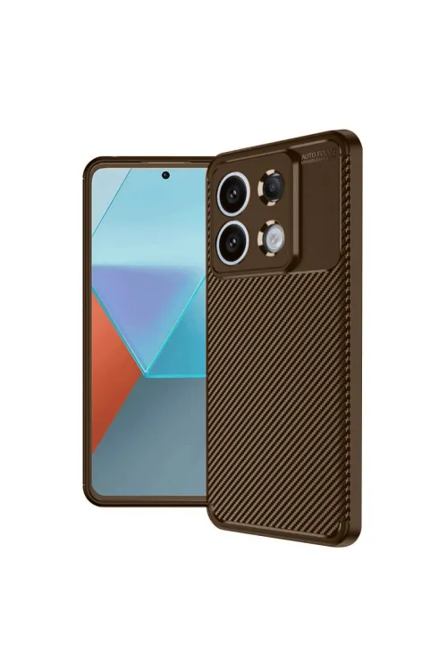 Xiaomi Redmi Note 13 Pro 4g Kılıf Auto Focus Karbon Kapak - Kahverengi