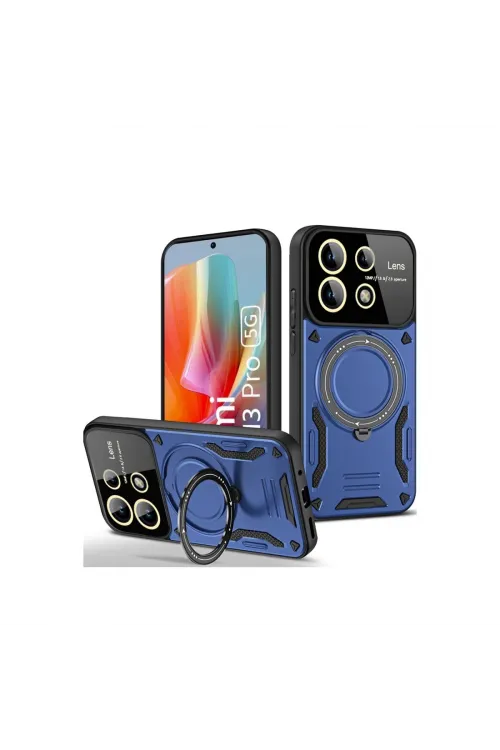 Xiaomi Redmi Note 13 Pro 4g Kılıf Joy Lens Standlı Kapak - Lacivert