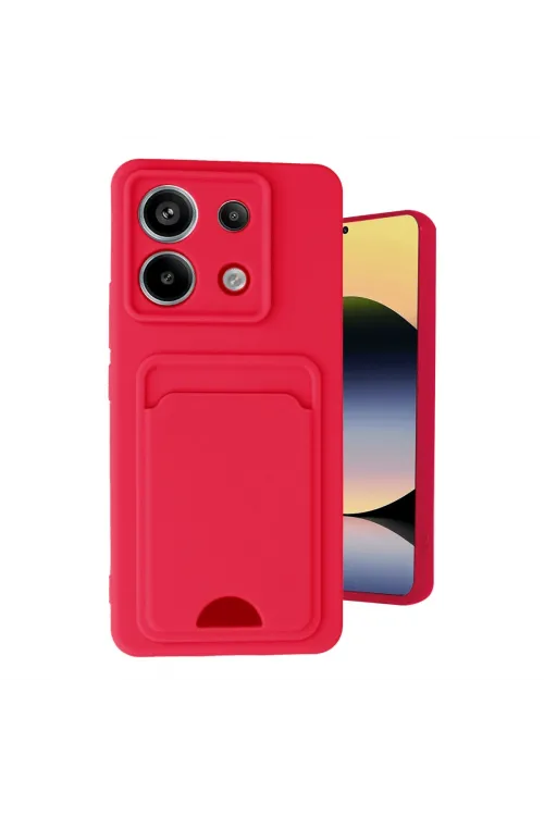 Xiaomi Redmi Note 13 Pro 5g Kılıf Kelvin Kartvizitli Silikon - Kırmızı