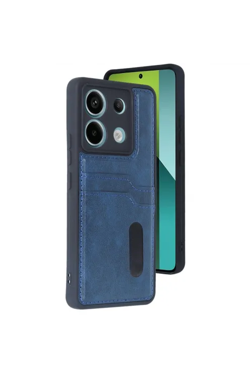 Xiaomi Redmi Note 13 Pro 5g Kılıf Sara Kartvizitli Deri Kılıf - Lacivert