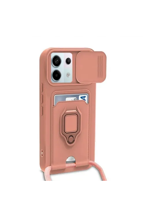 Xiaomi Redmi Note 13 Pro 5g Kılıf Zuma Kartvizitli Yüzüklü Silikon - Pembe