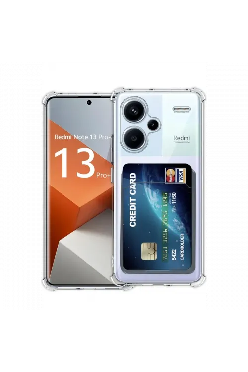Xiaomi Redmi Note 13 Pro Plus Kılıf Kart Şeffaf Silikon - Şeffaf