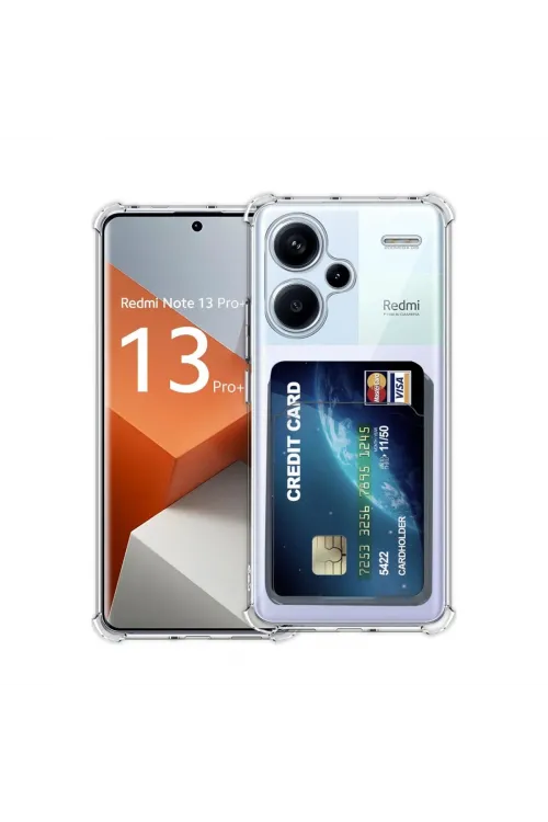 Xiaomi Redmi Note 13 Pro Plus Kılıf Kart Şeffaf Silikon - Şeffaf