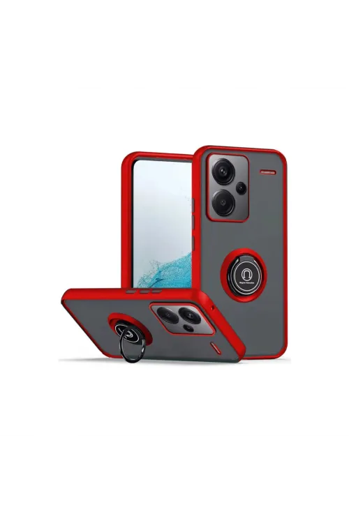 Xiaomi Redmi Note 13 Pro Plus Kılıf Montreal Yüzüklü Silikon Kapak - Kırmızı