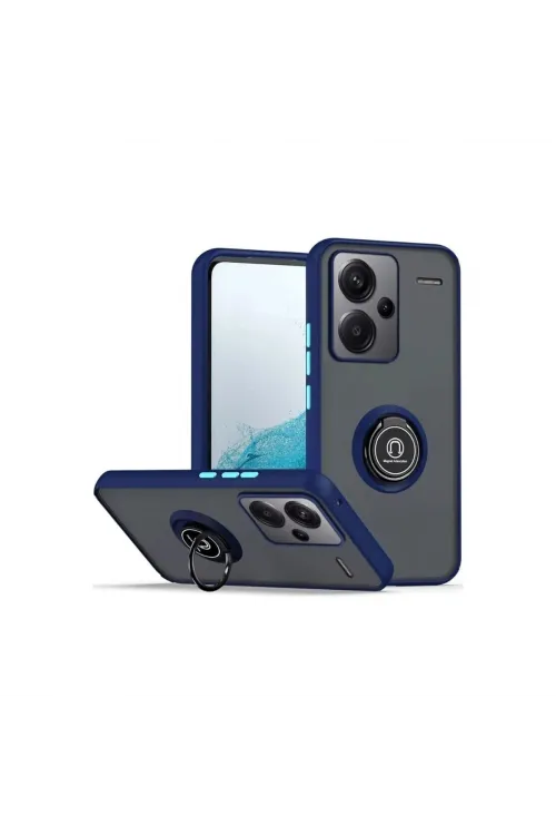 Xiaomi Redmi Note 13 Pro Plus Kılıf Montreal Yüzüklü Silikon Kapak - Lacivert