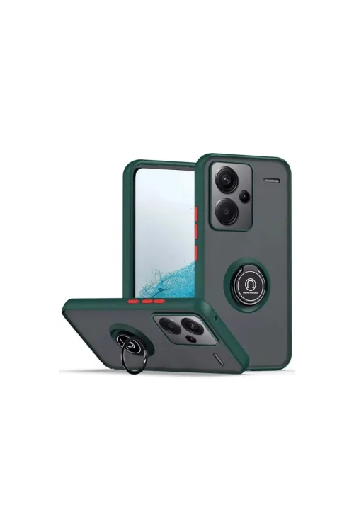 Xiaomi Redmi Note 13 Pro Plus Kılıf Montreal Yüzüklü Silikon Kapak - Yeşil