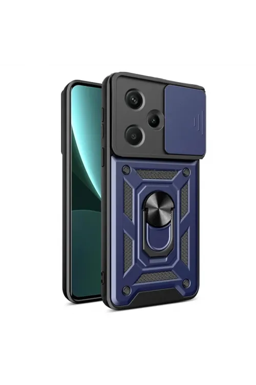 Xiaomi Redmi Note 13 Pro Plus Kılıf Pars Lens Yüzüklü Silikon - Lacivert
