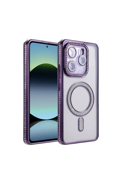 Xiaomi Redmi Note 14 4g Joke Simli Magneticsafe Kılıf - Derin Mor