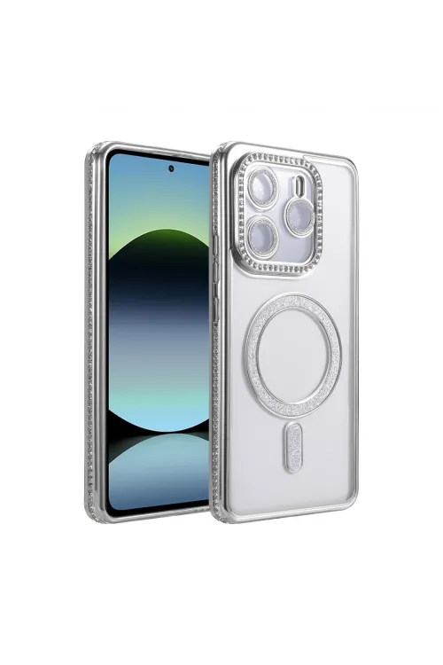 Xiaomi Redmi Note 14 4g Joke Simli Magneticsafe Kılıf - Gümüş