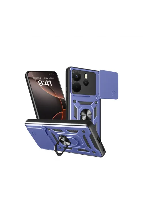 Xiaomi Redmi Note 14 4g Pars Lens Yüzüklü Silikon - Lacivert