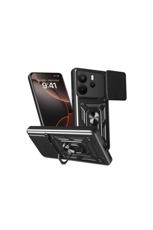 Xiaomi Redmi Note 14 4g Pars Lens Yüzüklü Silikon - Siyah