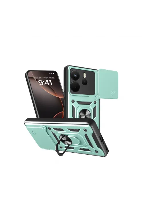 Xiaomi Redmi Note 14 4g Pars Lens Yüzüklü Silikon - Yeşil
