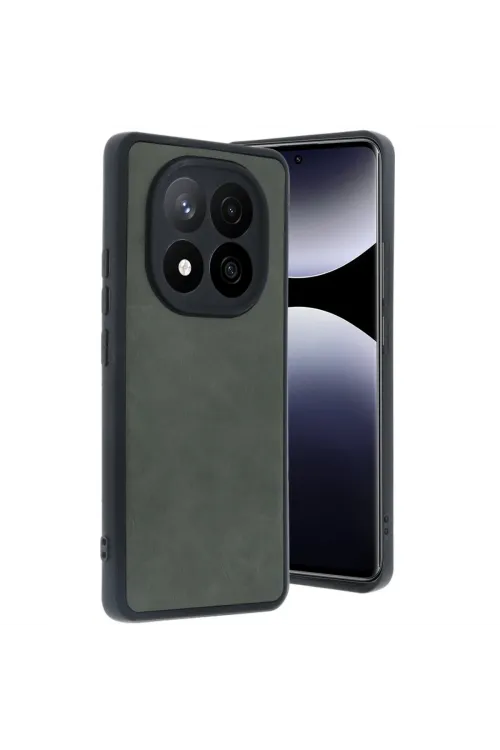 Xiaomi Redmi Note 14 Pro 4g Kılıf Aras Deri Kapak - Koyu Yeşil