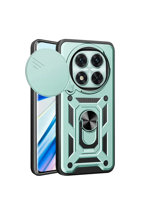 Xiaomi Redmi Note 14 Pro 4g Kılıf Pars Lens Yüzüklü Silikon - Yeşil