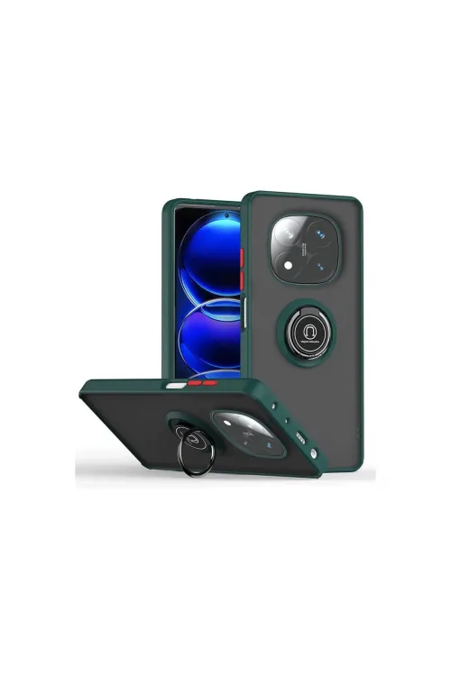 Xiaomi Redmi Note 14 Pro 5g Kılıf Montreal Yüzüklü Silikon Kapak - Yeşil