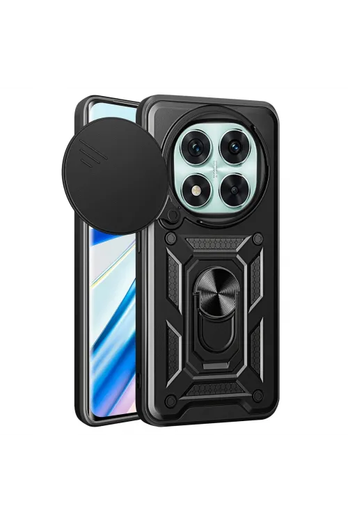 Xiaomi Redmi Note 14 Pro 5g Kılıf Pars Lens Yüzüklü Silikon - Siyah