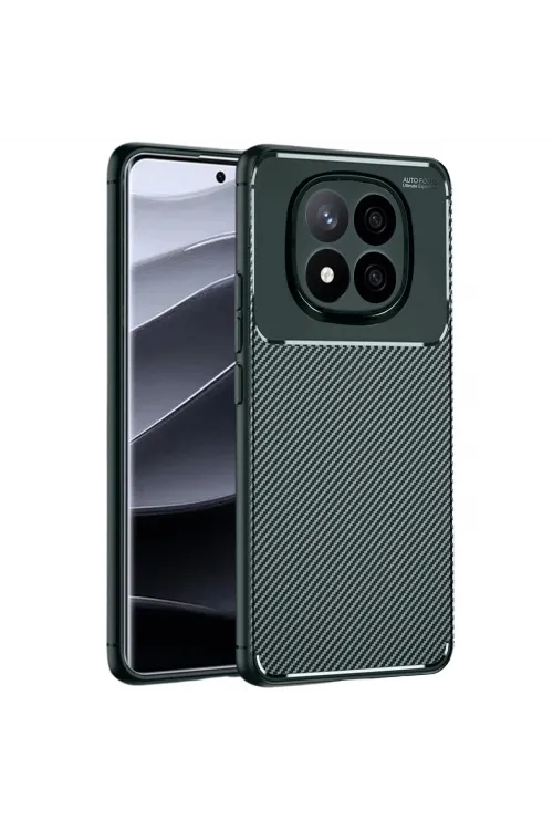 Xiaomi Redmi Note 14 Pro Plus Kılıf Auto Focus Karbon Kapak - Koyu Yeşil