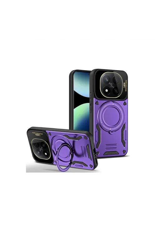 Xiaomi Redmi Note 14 Pro Plus Kılıf Joy Lens Standlı Kapak - Mor