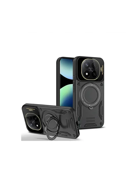 Xiaomi Redmi Note 14 Pro Plus Kılıf Joy Lens Standlı Kapak - Siyah