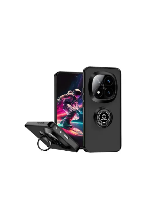 Xiaomi Redmi Note 14 Pro Plus Kılıf Montreal Yüzüklü Silikon Kapak - Siyah