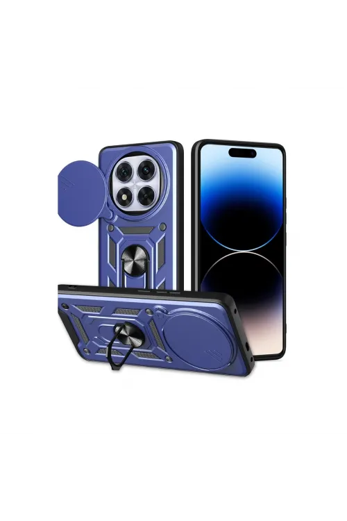 Xiaomi Redmi Note 14 Pro Plus Kılıf Pars Lens Yüzüklü Silikon - Lacivert