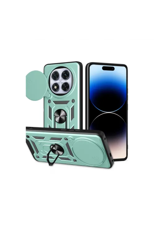 Xiaomi Redmi Note 14 Pro Plus Kılıf Pars Lens Yüzüklü Silikon - Yeşil