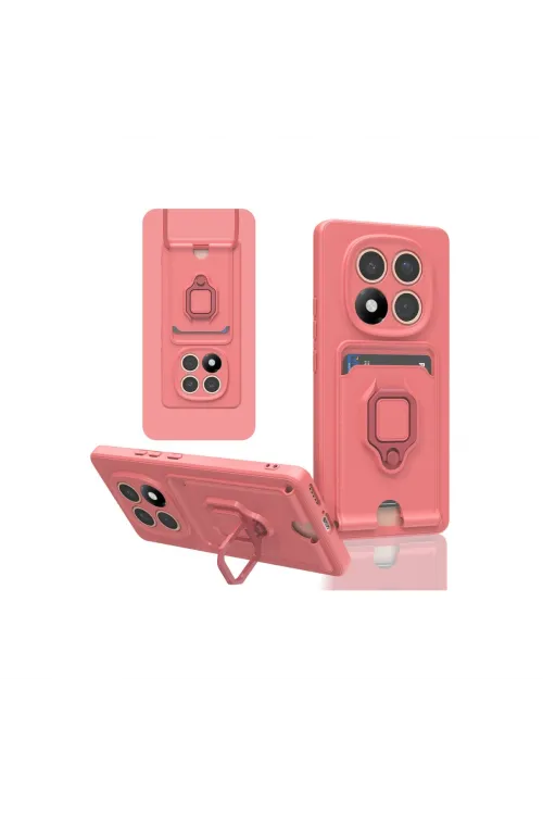 Xiaomi Redmi Note 14 Pro Plus Kılıf Zuma Kartvizitli Yüzüklü Silikon - Pembe