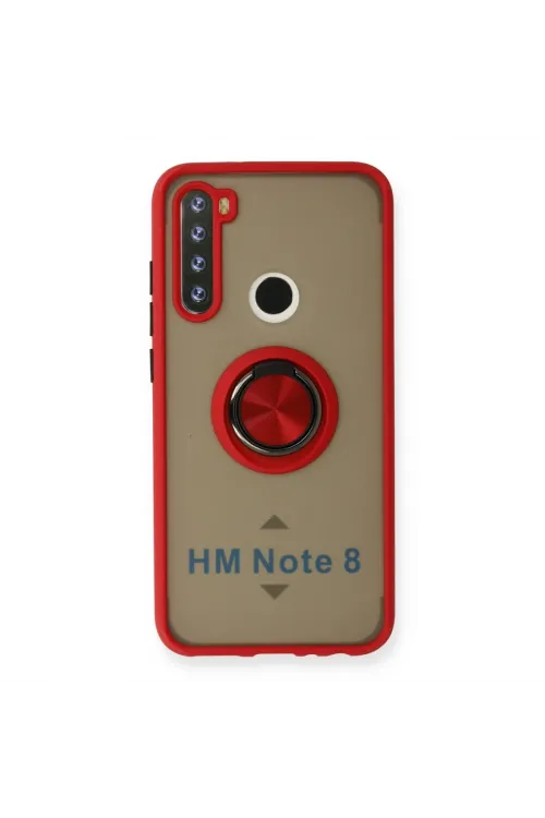 Xiaomi Redmi Note 8 Kılıf Montreal Yüzüklü Silikon Kapak - Kırmızı