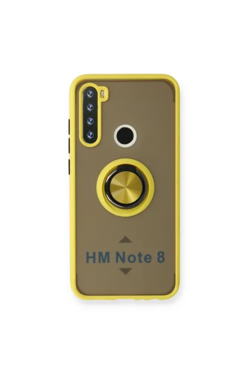 Xiaomi Redmi Note 8 Kılıf Montreal Yüzüklü Silikon Kapak - Sarı
