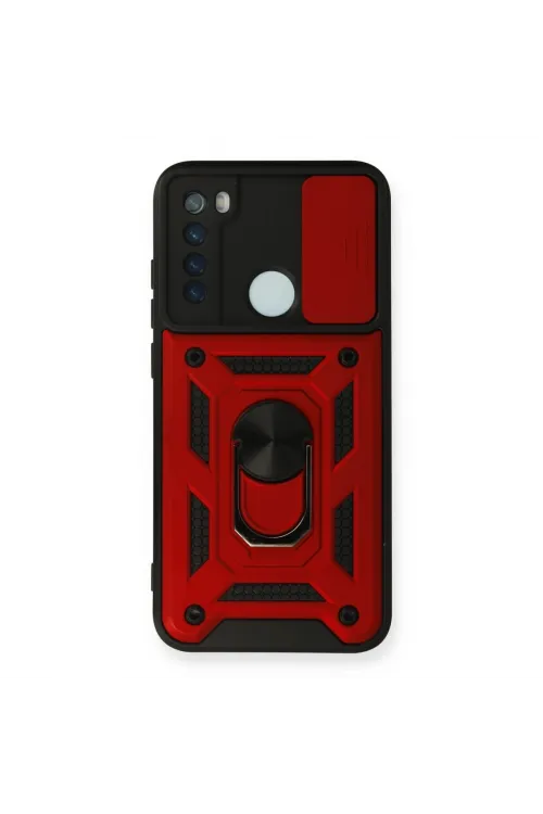 Xiaomi Redmi Note 8 Kılıf Pars Lens Yüzüklü Silikon - Kırmızı